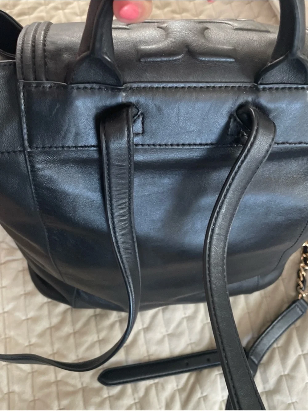 Tory Burch Black Quilted Leather Backpack